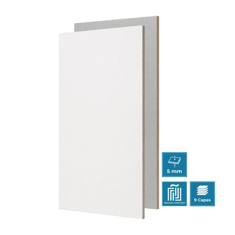 Tablero de madera hpl 5mm blanco/cemento (2440 x 1220 mm)