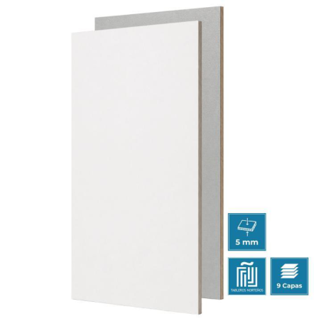 Tablero de madera hpl 5mm blanco/cemento (2440 x 1220 mm)