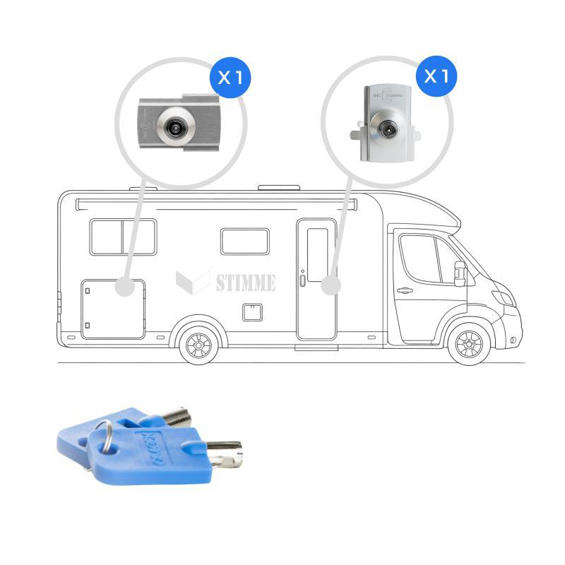 Kit cerradura puerta imc habitÁculo + 1 cerradura portÓn (llaves iguales)