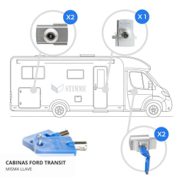 Kit cerraduras autocaravana imc ford transit habitÁculo + 2 cabina + 2 portÓn (llaves iguales)