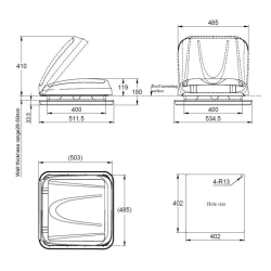 Claraboya 400 x 400 con luz-oscurecedor-mosquitera (sin vent. forzada)