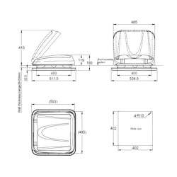 Claraboya 400 x 400-oscurecedor-mosquitera sin luz (sin vent. forzada)