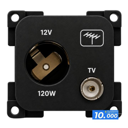Enchufe 12v coche + antena tv negro (serie 10.000)