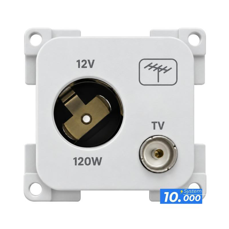 Enchufe 12v coche + antena tv gris (sistema 10.000)