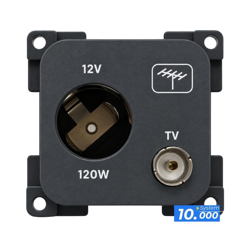 12v.c.+ antena dark grey socket