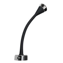 Foco de lectura flexible de pared negro/cromo con toma usb-a 12v 3.400k