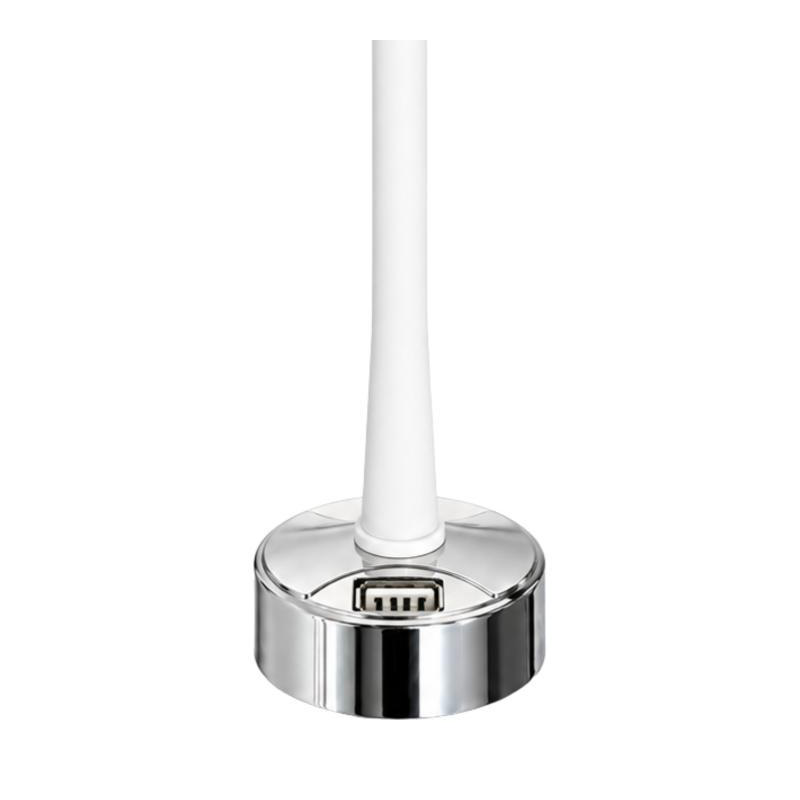 Foco de lectura flexible de pared blanco/cromo con toma usb-a 12v 3.400k