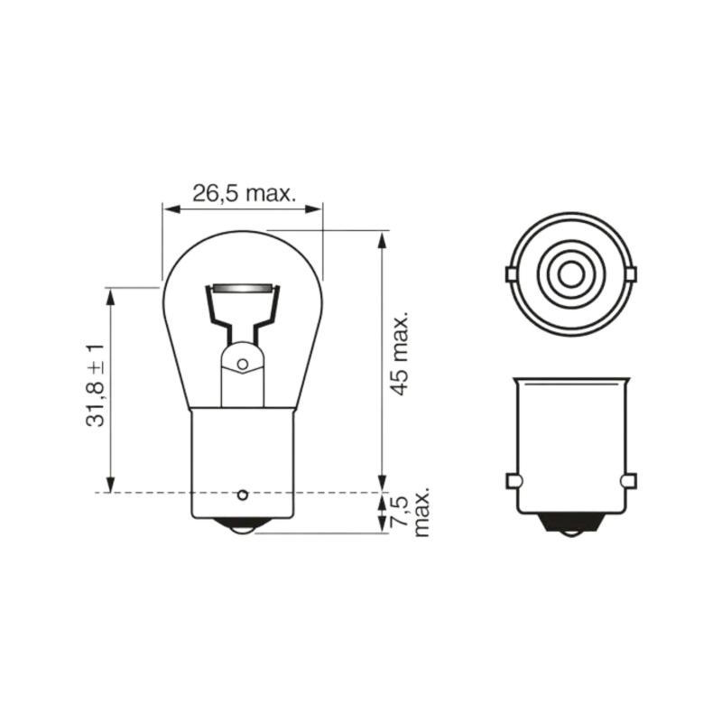 Bombilla 12v 21w halÓgena blanca bosch pure light tipo bayoneta para pilotos/intermitentes/luces de freno