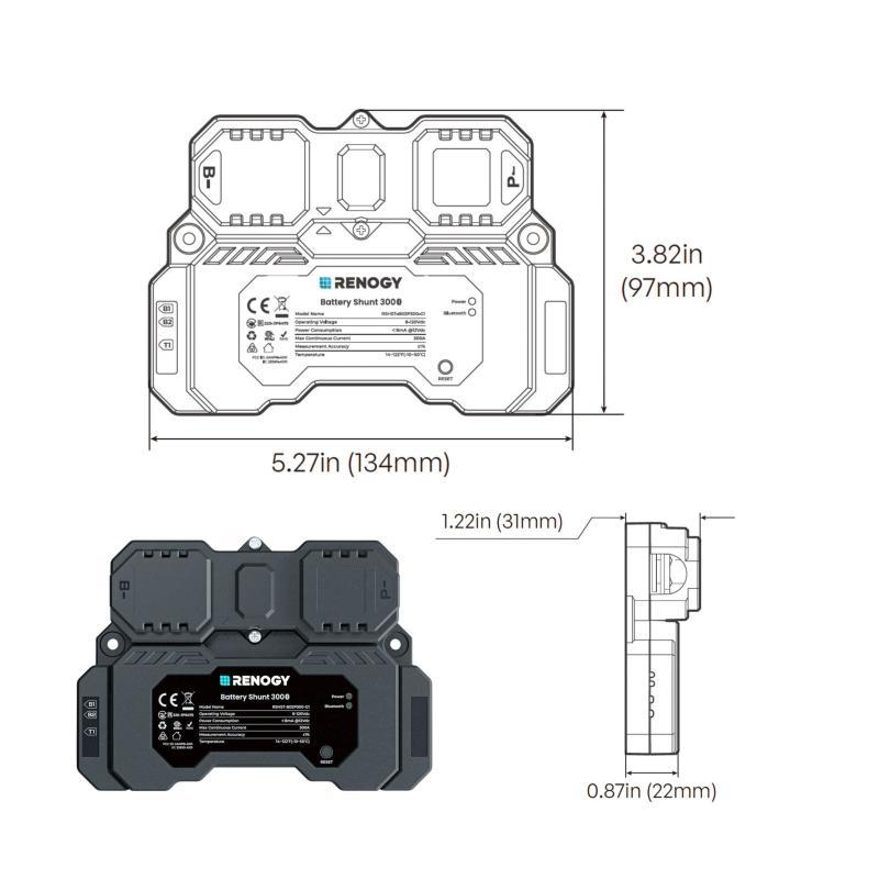 Medidor de baterÍa renogy smart shunt 300a