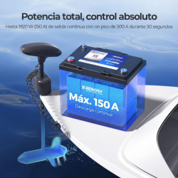 BaterÍa motor de arrastre de litio 12v / 100ah (150a de descarga continua) renogy lifepo4 (mini) (bluetooth)