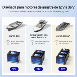 BaterÍa motor de arrastre de litio 12v / 100ah (150a de descarga continua) renogy lifepo4 (mini) (bluetooth)