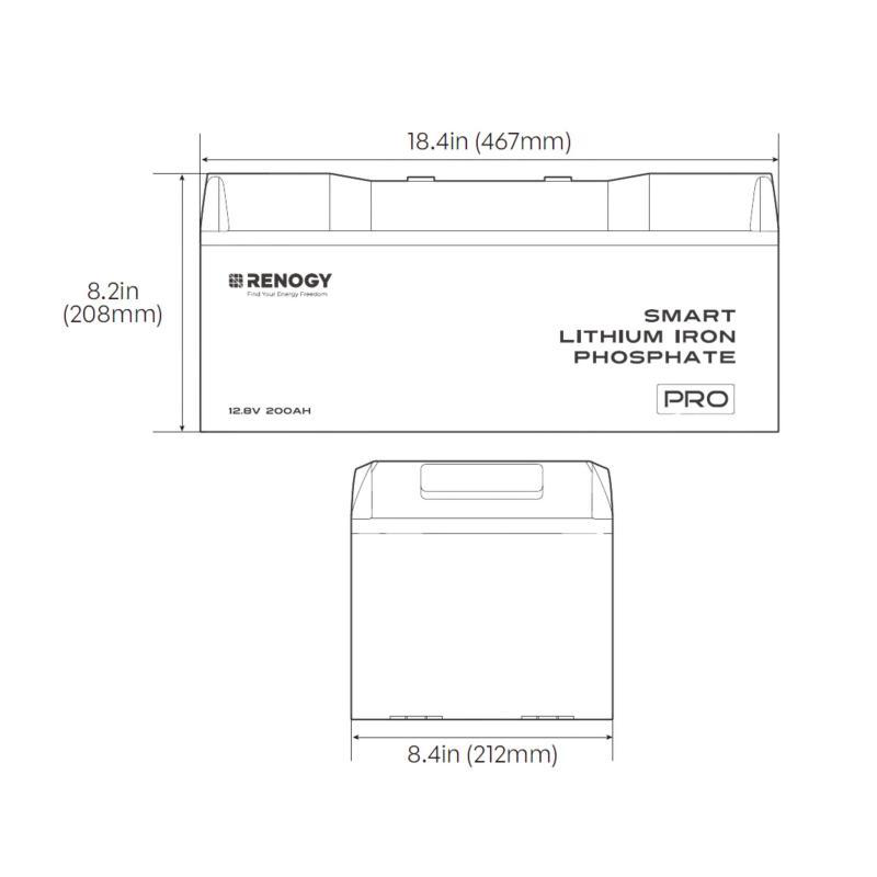 BaterÍa de litio 12v / 200ah renogy lifepo4 (pro) (bluetooth)