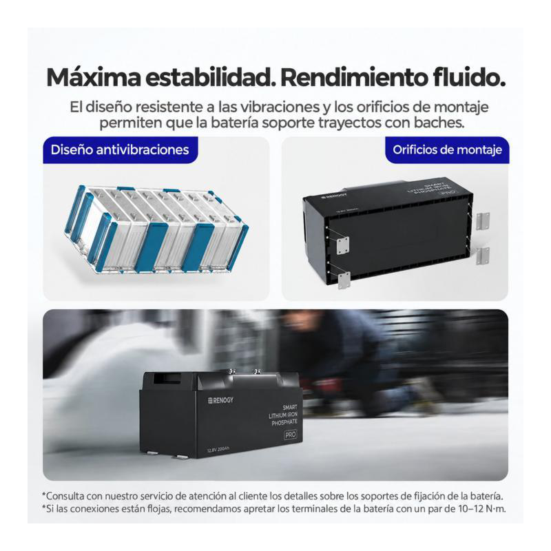 BaterÍa de litio 12v / 200ah renogy lifepo4 (pro) (bluetooth)