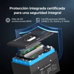 BaterÍa de litio 12v / 200 ah bajo asiento renogy lifepo4 (pro) (bluetooth)