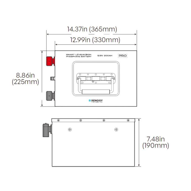 BaterÍa de litio 12v / 200 ah bajo asiento renogy lifepo4 (pro) (bluetooth)