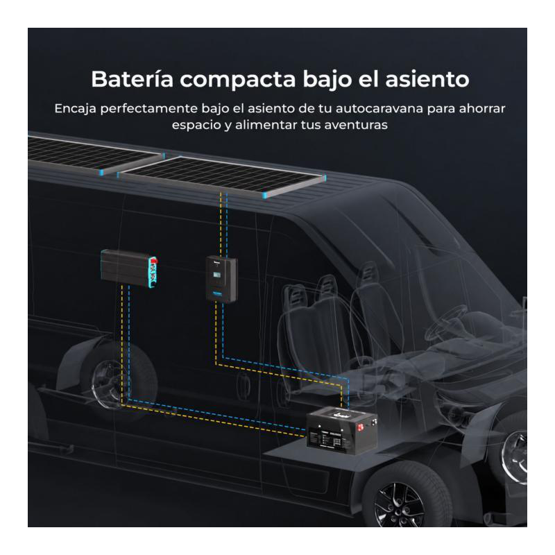 BaterÍa de litio 12v / 500 ah bajo asiento renogy lifepo4 (pro) (bluetooth)