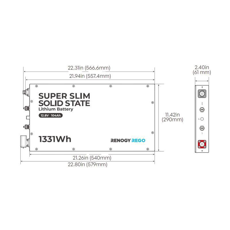 BaterÍa de litio 12v / 104 ah slim semi sÓlida renogy lifepo4