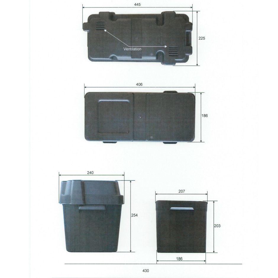 CAJA PORTA BATERIA 225X465X254mm