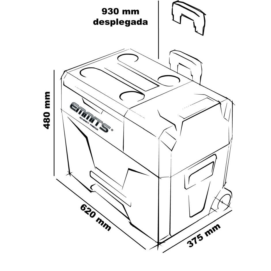 NEVERA EMMITS 40 L. COMPRESOR LG C. RUEDAS Y ASA TRANSPORTE 12,24/220V