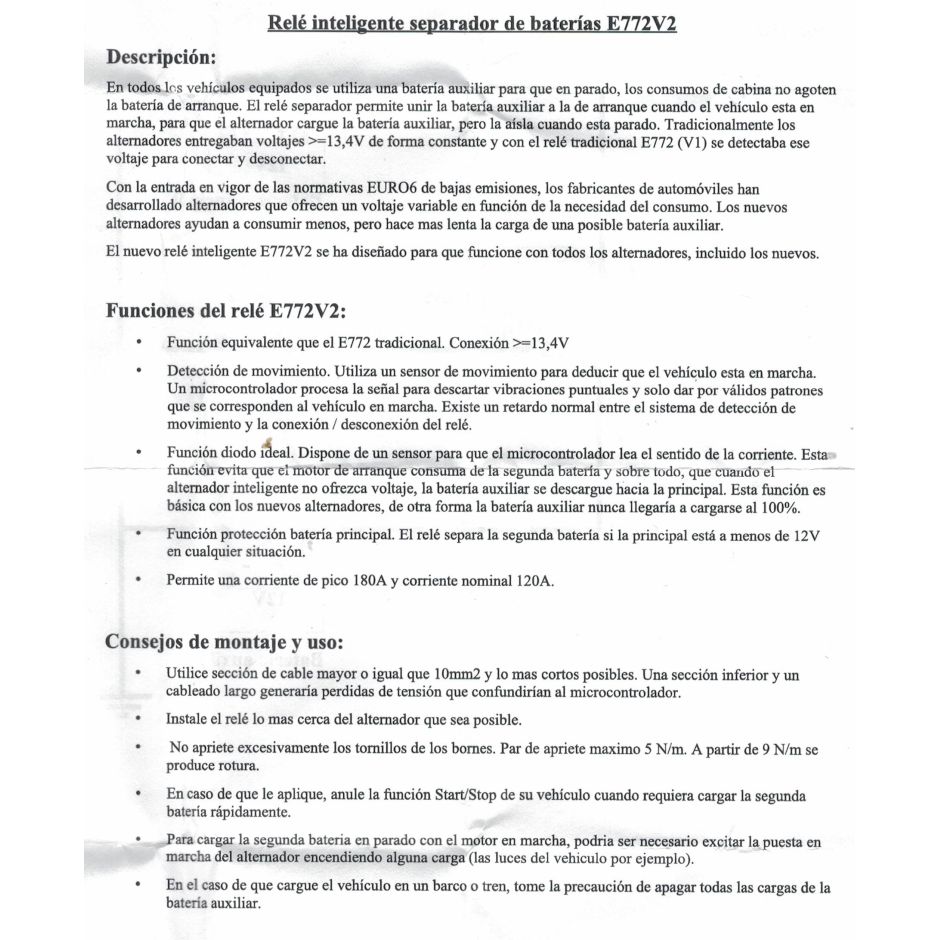 RELE REPARTIDOR DE CARGA  INTELIGENTE E772 - V2 EURO 6 
