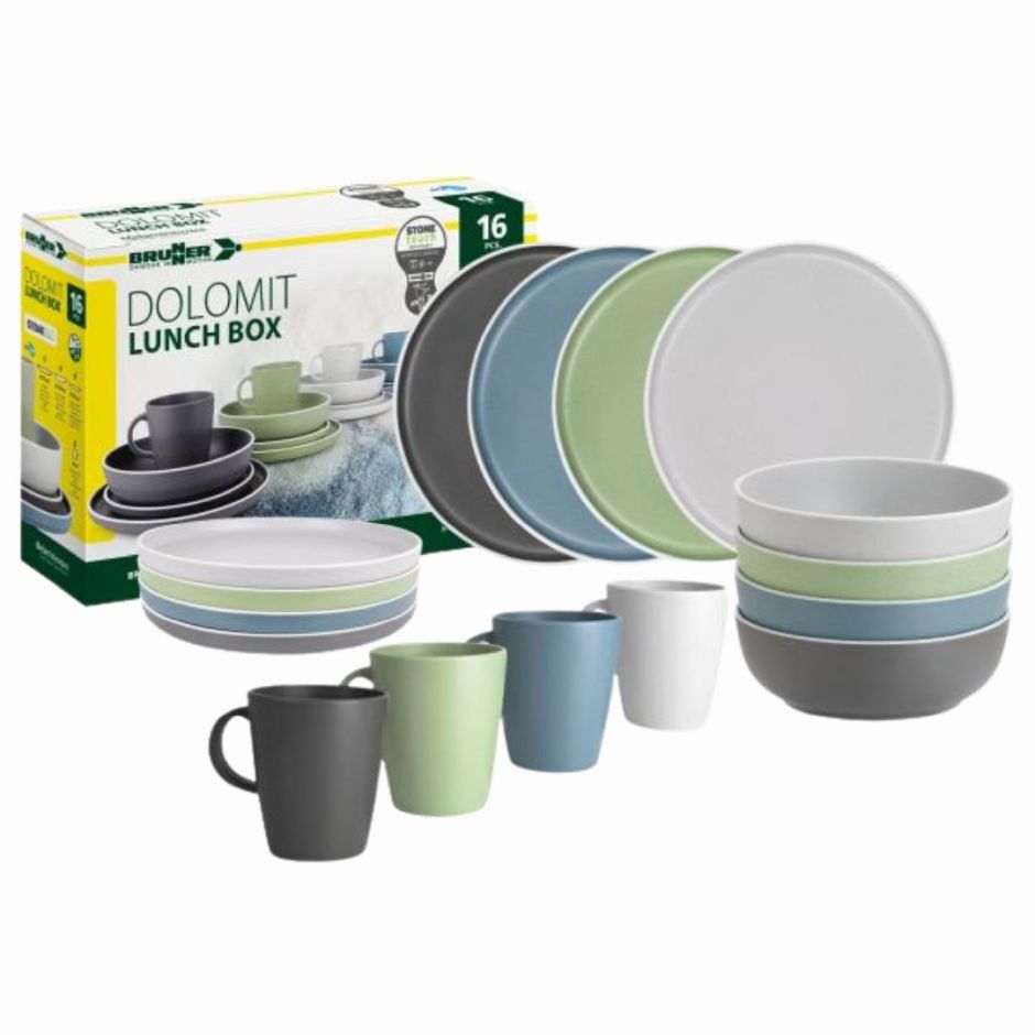 VAJILLA DOLOMIT BRUNNER 16 PIEZAS 